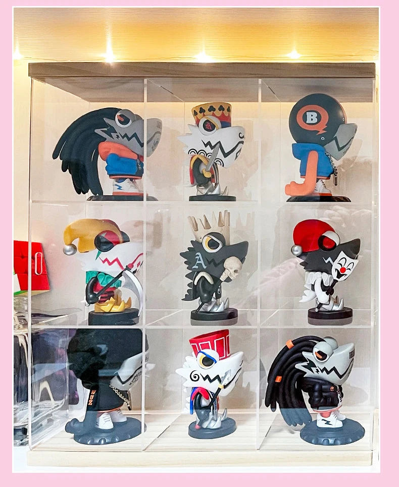 vitrine acrylique transparente bois figurines grilles réutilisable moderne minimaliste japonais collectionnement toys display box
