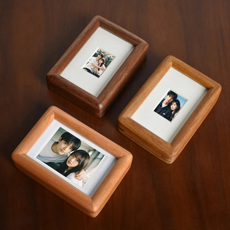 cadre photo bois naturel classique marron clair marron foncé finition lisse minimaliste aimant photo