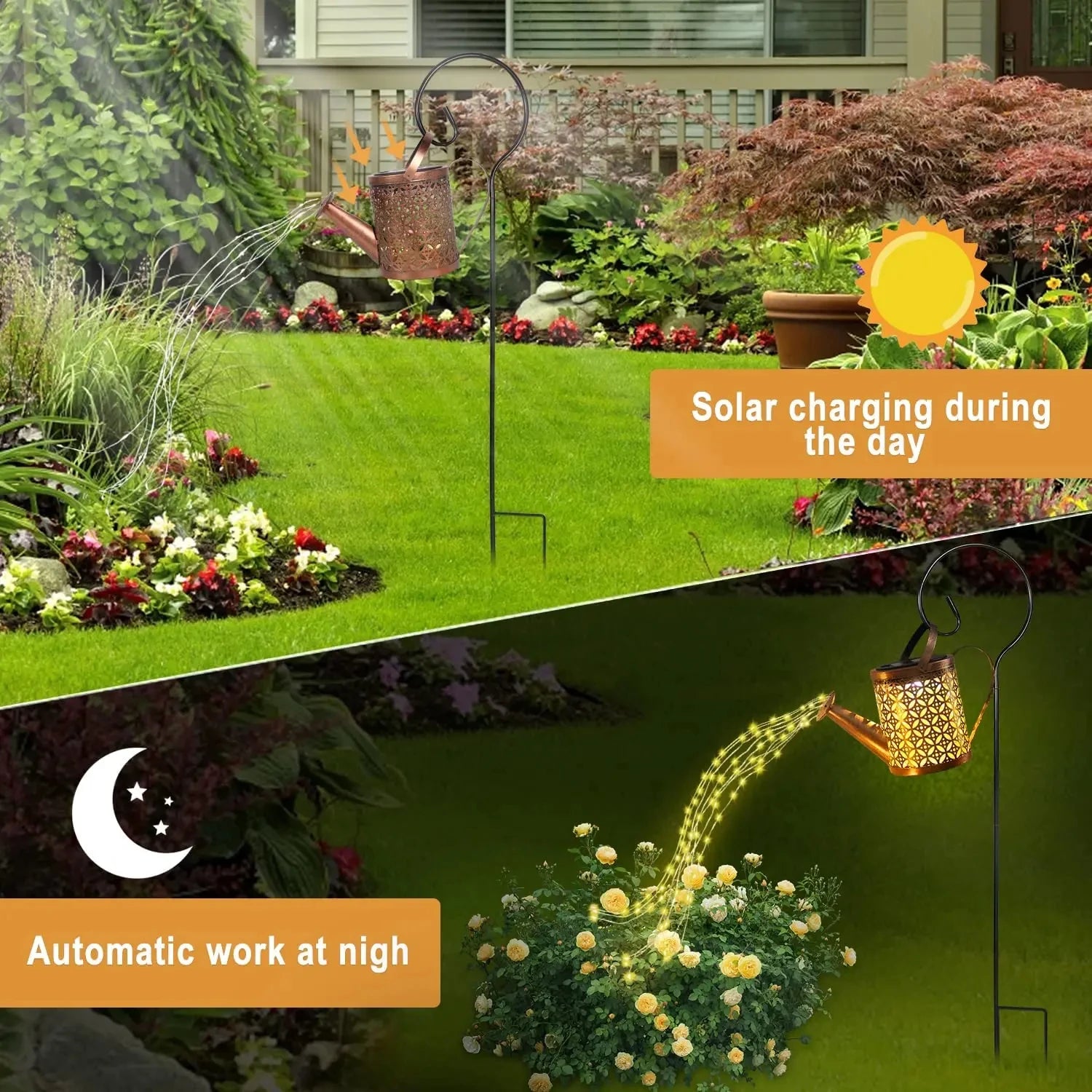 Détail des lumières LED de l'arrosoir solaire