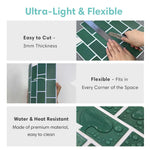 carreaux mur autocollants pvc rectangulaires brique vert foncé moderne 10 feuilles 30cm 30cm