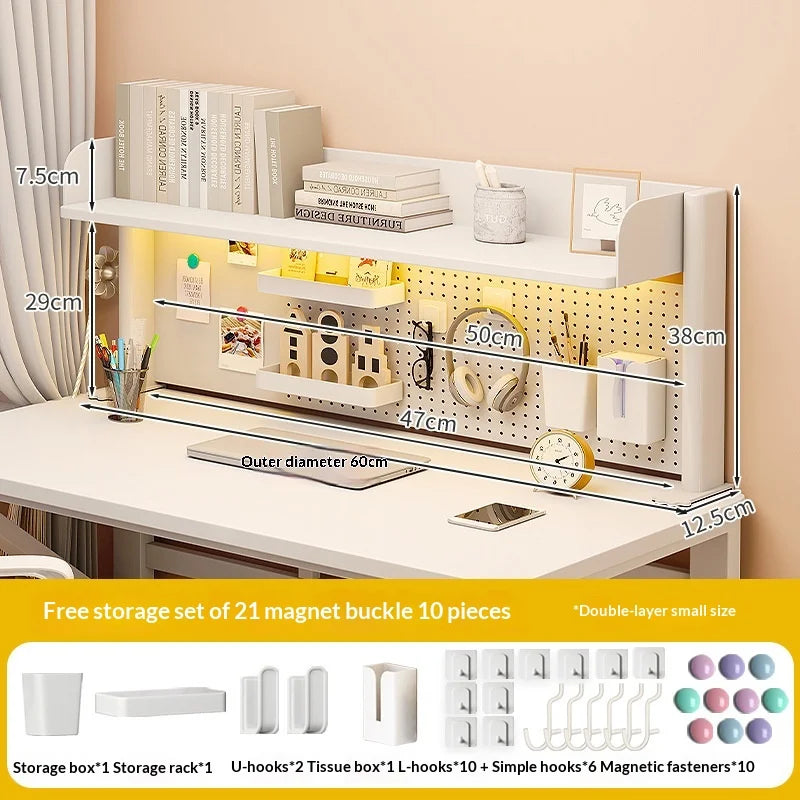 meuble rangement blanc étagères perforées vis moderne porte clés lunettes cartes horloge tablette chaise