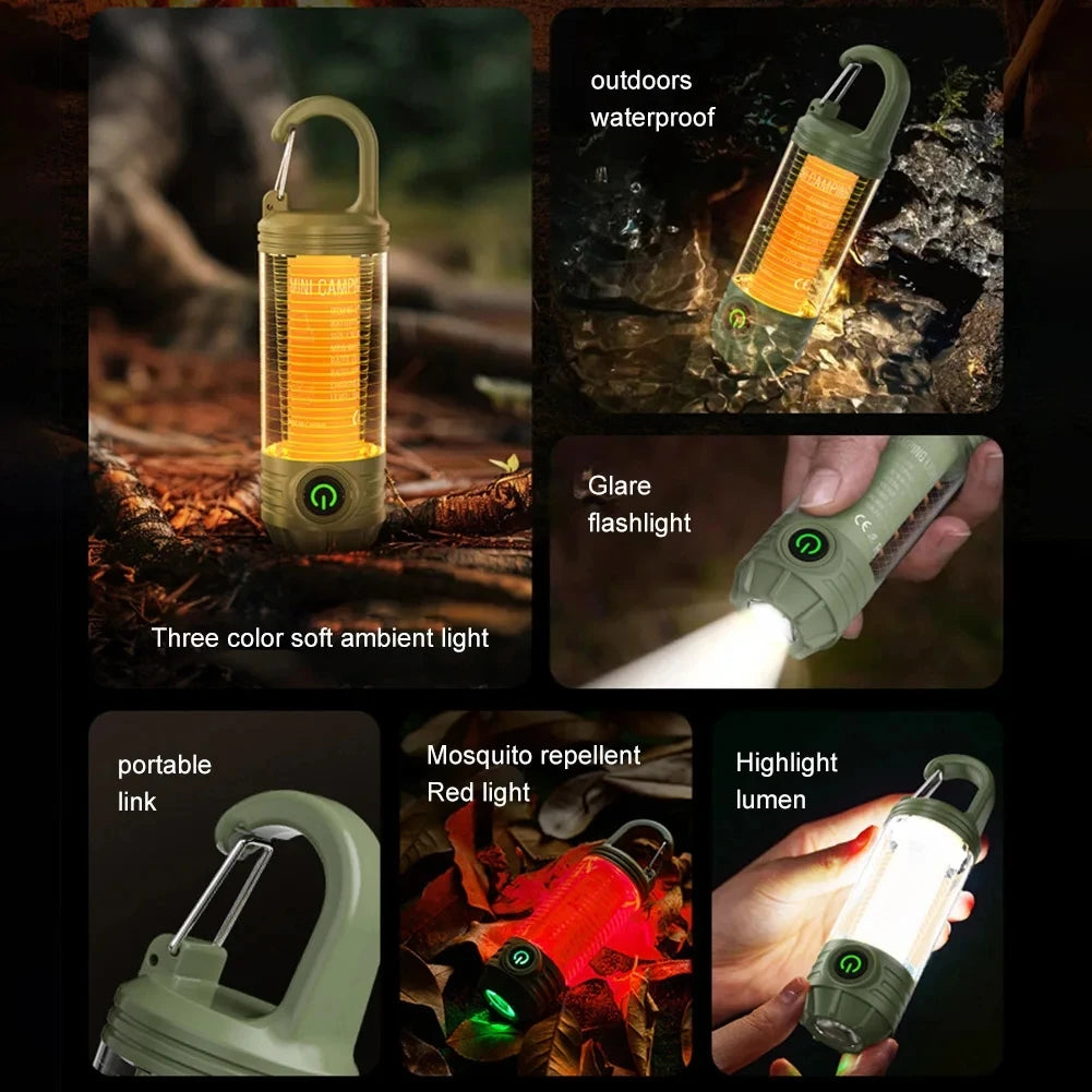 lumière portable camping vert olive verte filaments apparents utilitaireextérieur led rechargeable poche