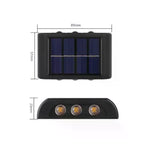 lampe solaire murale moderne noir cellules bleues diffuseur blanc translucideextérieur minimaliste trois led