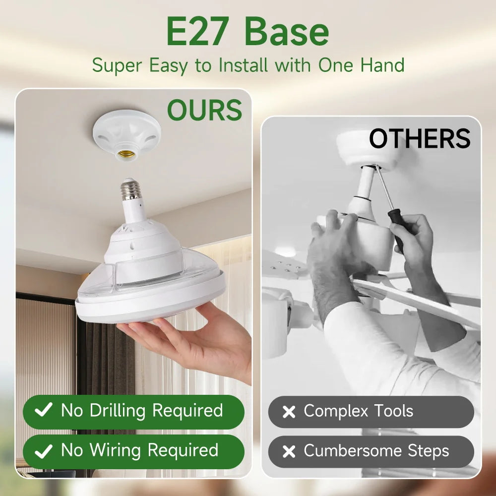 ventilateur plafonnier éclairage intégré moderne blanc pales incurvées télécommande E27 LED