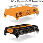 décoration fête anniversaire basket ball assiettes gobelets serviettes guirlande ballon bouteille table orange noir