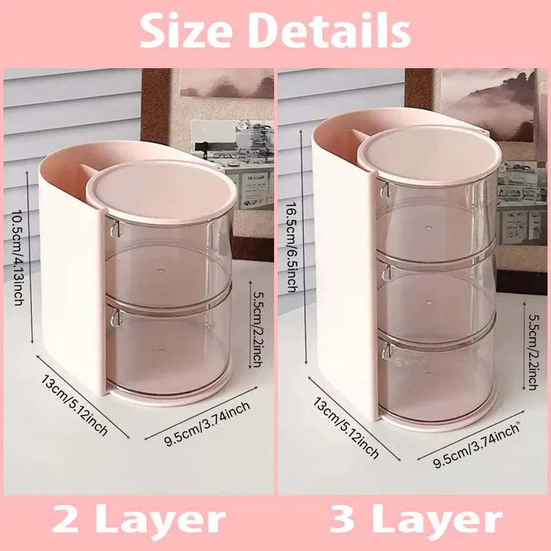 organisateur rotatif transparent moderne rose clair rangement brosse maquillage porte stylos multifonctionnels