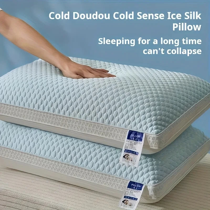 oreiller rafraîchissant fibre polyester géométrique blanc bleu clair moderne confortable coton hexagonal lit voyage