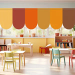 rideaux polyester crayon motif anniversaire retour école moderne enfantin jaune rose blanc