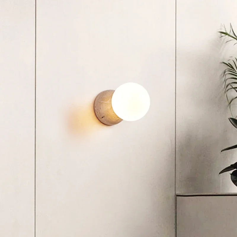 lampe murale moderne pierre gris clair beige texture granulée éclairage chambre entrée étude interrupteur