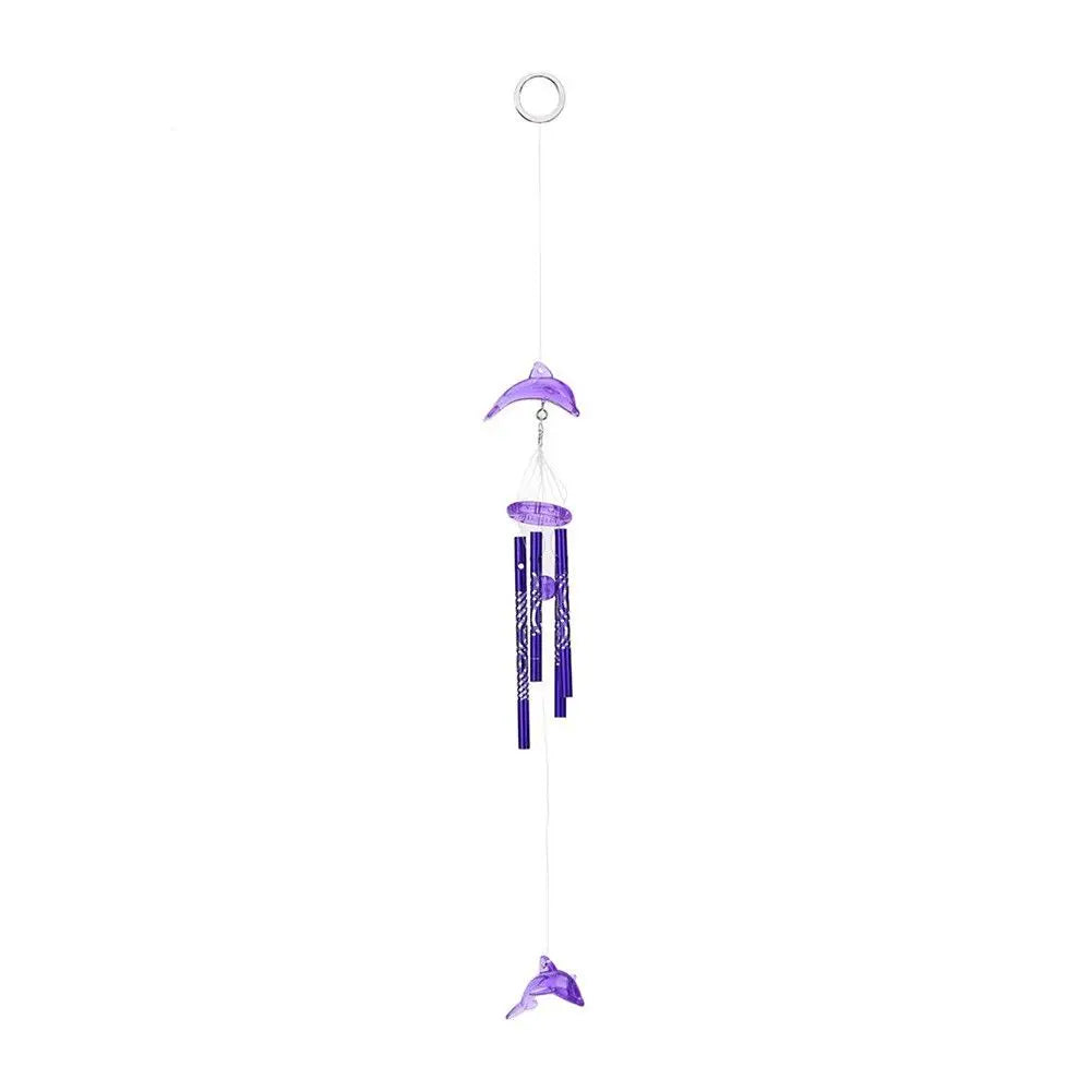 cloche vent moderne résine bleu rose violet motifs floraux opaques