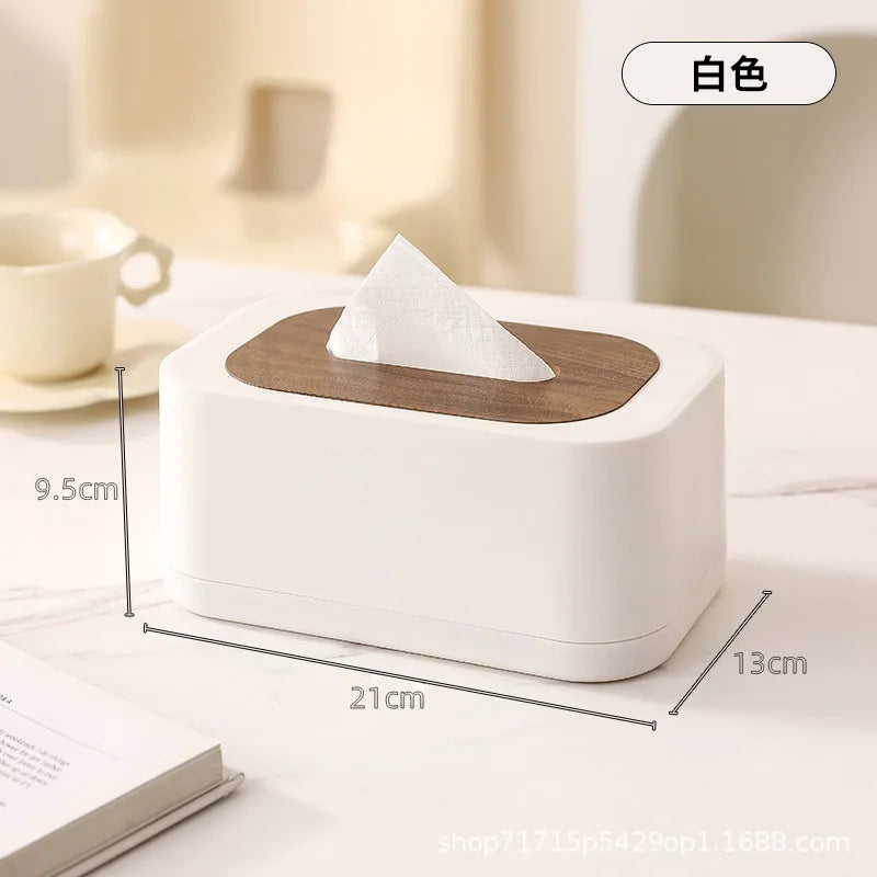 boîte mouchoirs blanc brun foncé texture bois moderne minimaliste
