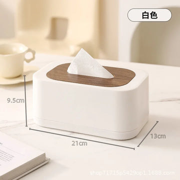 boîte mouchoirs blanc brun foncé texture bois moderne minimaliste