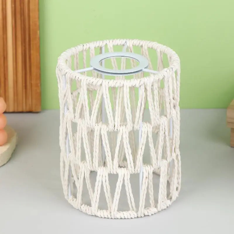 cache lampe tressé boho blanc beige rustique annuaire métalliqueintérieur abat jour moderne