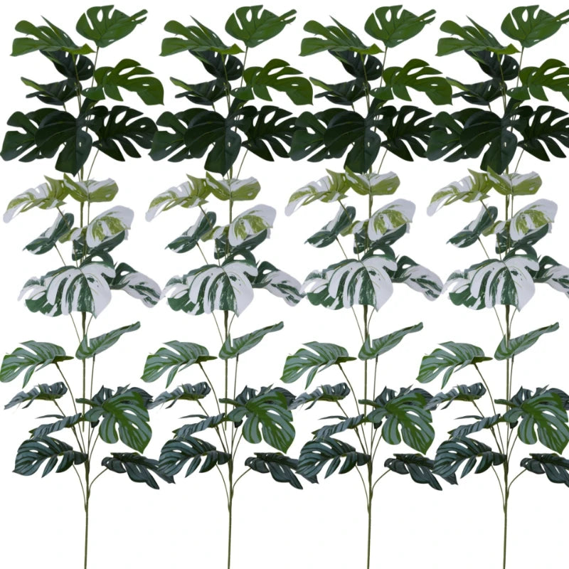 feuilles artificielles monstera grandes vert nervures taches blanches moderne intérieur décoration maison