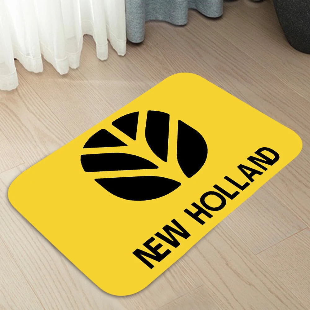 tapis moderne jaune noir bleu blanc logo holland motif floral antidérapant polyestère salon entrée