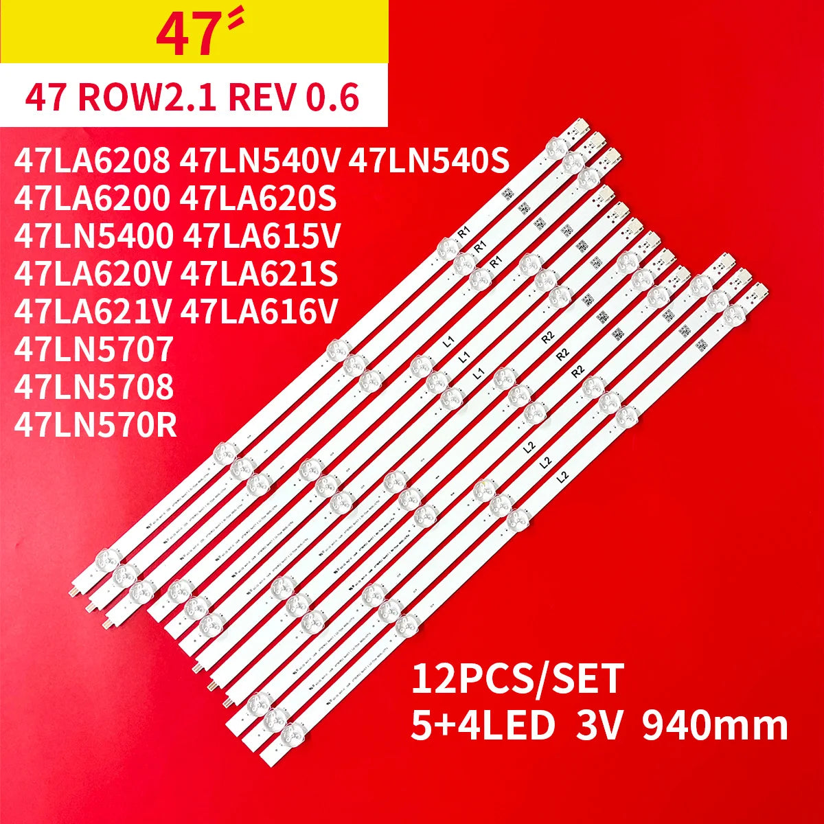 bandes led 47 pouces lumineuses rondelles blanches éclairage spécial moderne 94cm 12 pièces