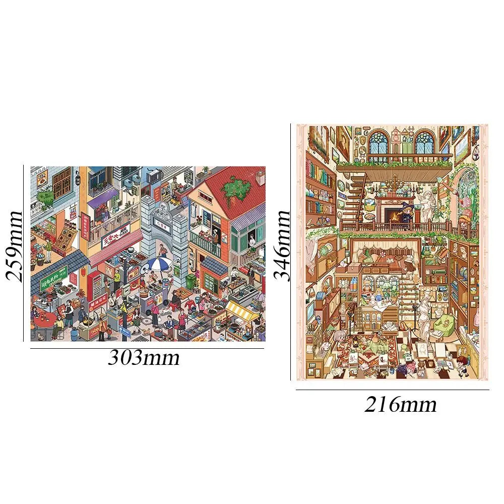 autocollants 3d multicolores illustration village artiste scènes effet diy peinture huile superposés autoadhésifs