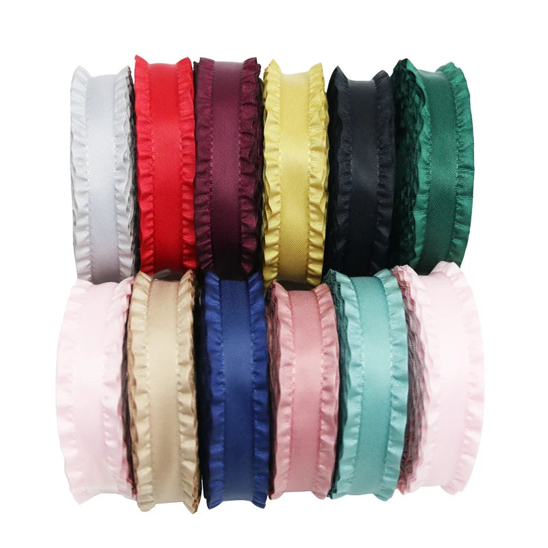 rubans franges polyestère 22mm rouge bordeaux jaune noir vert rose clair bleu marine pack