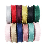 rubans franges polyestère 22mm rouge bordeaux jaune noir vert rose clair bleu marine pack