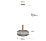 suspension lumineuse or vert gris moderne rayures horizontales opacité câble noir 13cm 20cm 30cm