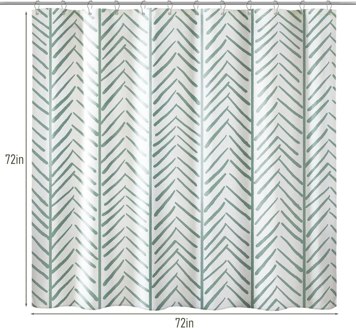 rideau douche moderne motif rayures vertes opacité tissu polyester blanc dimensions variées anneau métallique