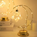lampe table or lune cœur étoile transparentes LED bohème chambre