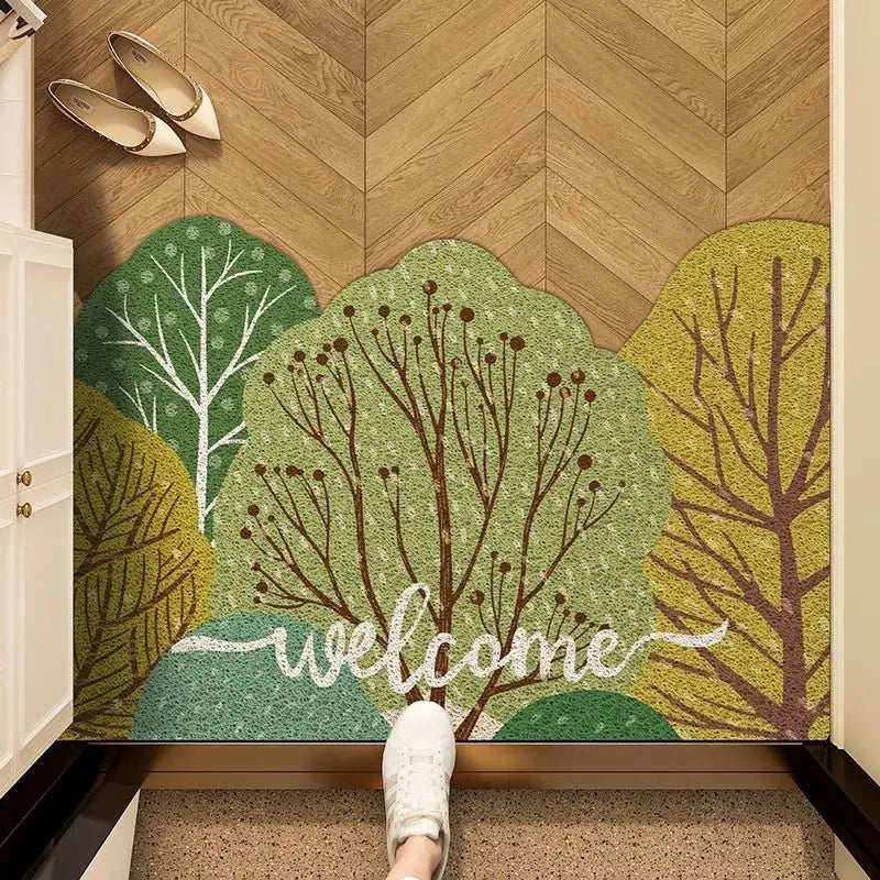 tapis antidérapant polyester lavable salon entrée sol intérieur plante animaux forestière