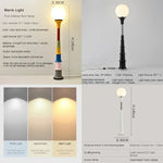 lampe sol moderne ampoule led blanc multicolore rayures horizontales interrupteur pied haute qualité
