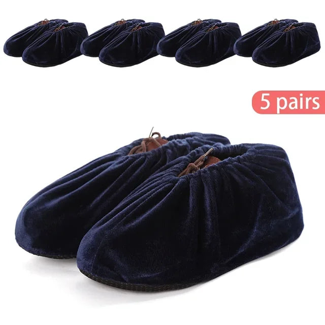 protège chaussures velours non glissants réutilisables lavables intérieur extérieur moderne rouge bleu violet marron