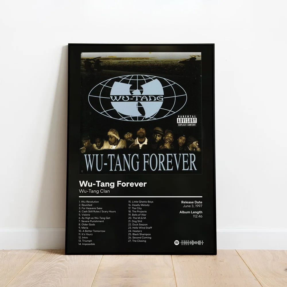 affiche imprimée wu tang clan poster illustration hip hop texte toile sans cadre salon