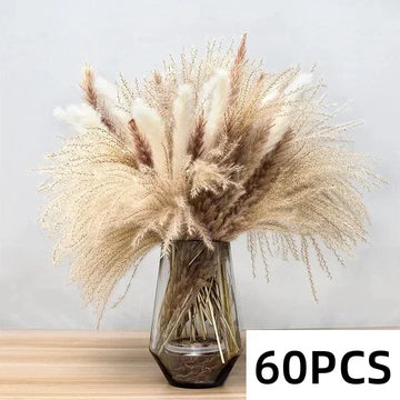 bouquet fleurs séchées pampas naturel rustique blanc beige marron décoration maison mariage anniversaire fête