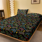 drap housse polyester motif dessin animé manettes joueur étoiles lightning moderne noir jaune bleu