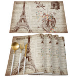 serviettes table imprimées tour eiffel fleurs cerisier moderne rose gris beige