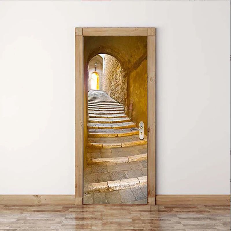 Autocollant appliqué sur une porte de chambre dans un intérieur contemporain