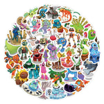 stickers multicolores dessins animés monstres robots animaux pack diy adhésifs mignons musique enfants cartoonaux