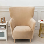 Housse fauteuil velours beige clair moderne canapé place lavable machine restaurant