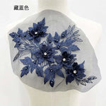 applique textile fleurs brodées strass violet rose noir 30x21cm coudre écolomanuelfait