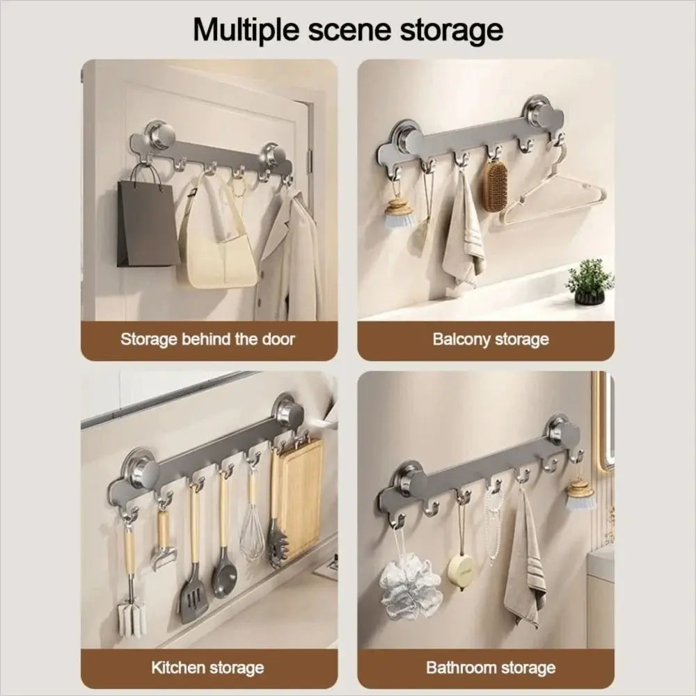 porte serviettes mural ventouse crochets gris moderne salle bain