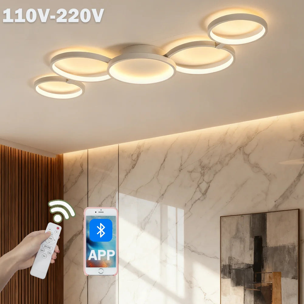 plafonnier led blanc moderne télécommande nuances lumière minimaliste couleursgradable bluetooth