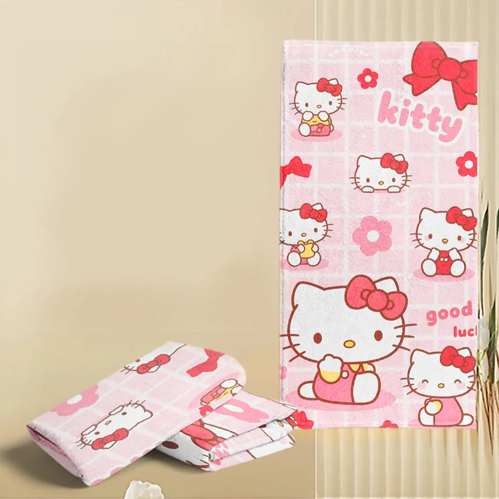 serviette polyester absorption rapide serviette enfant hello kitty rose blanche toilette