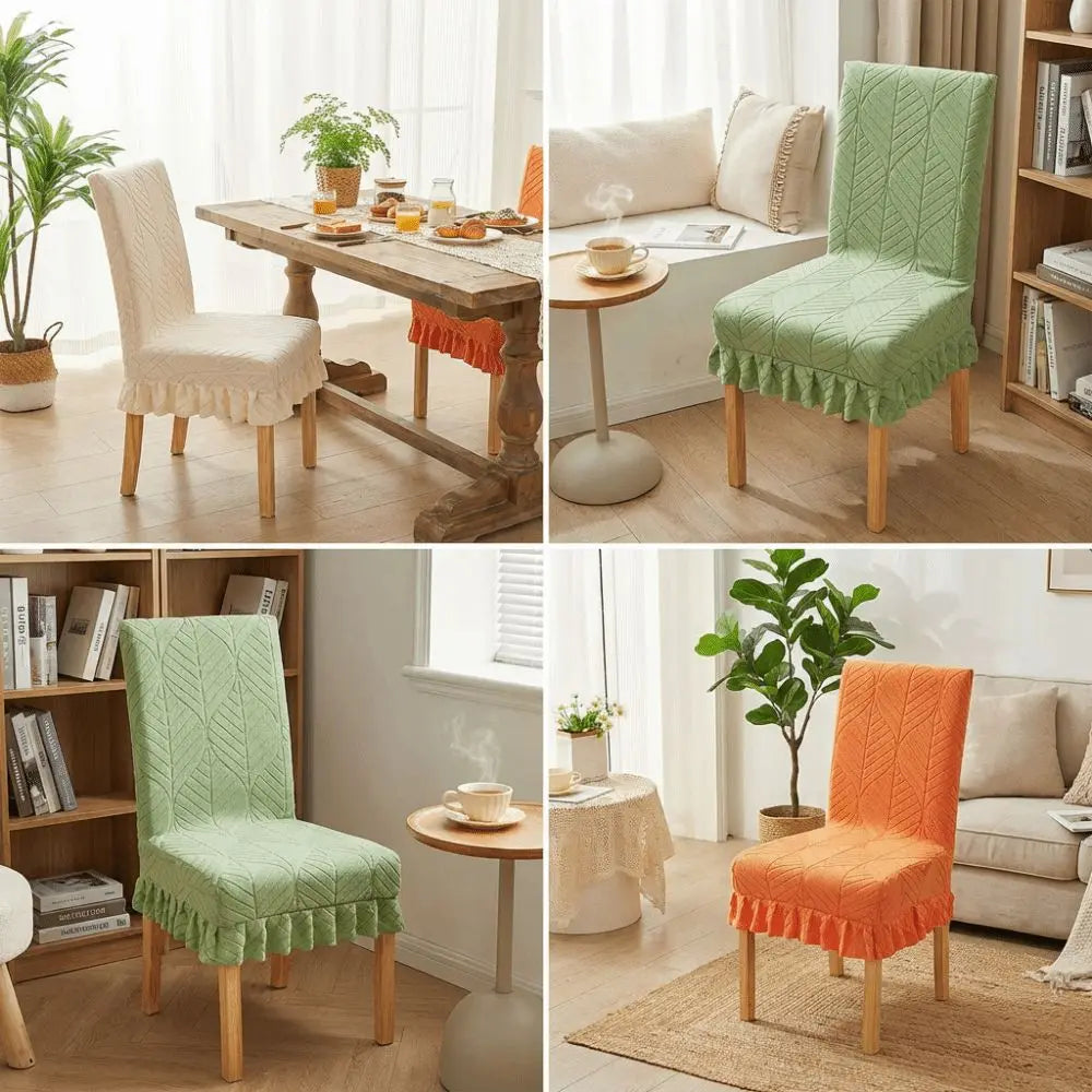 Housse chaise classique rayées adhésive vert clair foncé gris beige orange