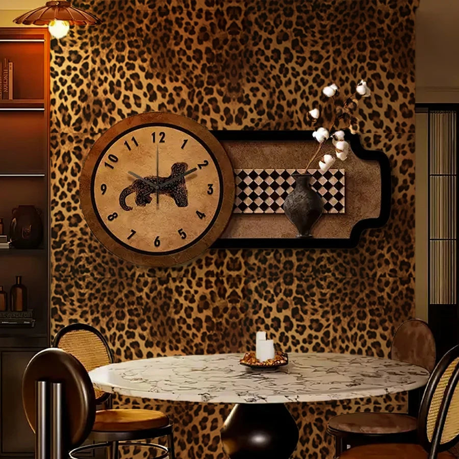 papier peint auto adhésif léopard moderne marron noir intérieur décoration chambre salon