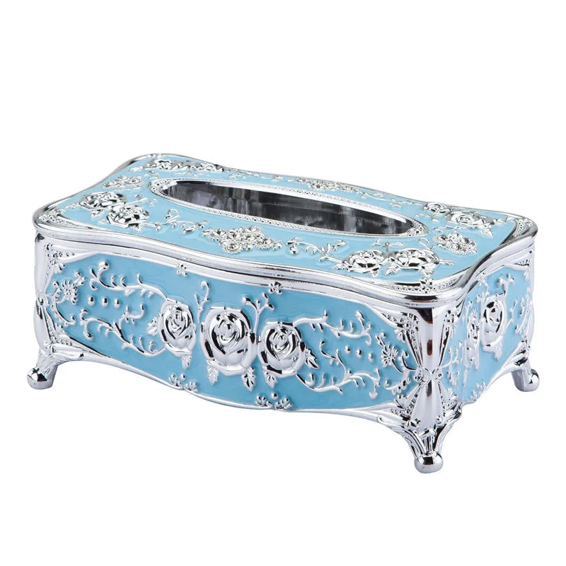 boîte mouchoirs ornements floraux strass blanc or rouge