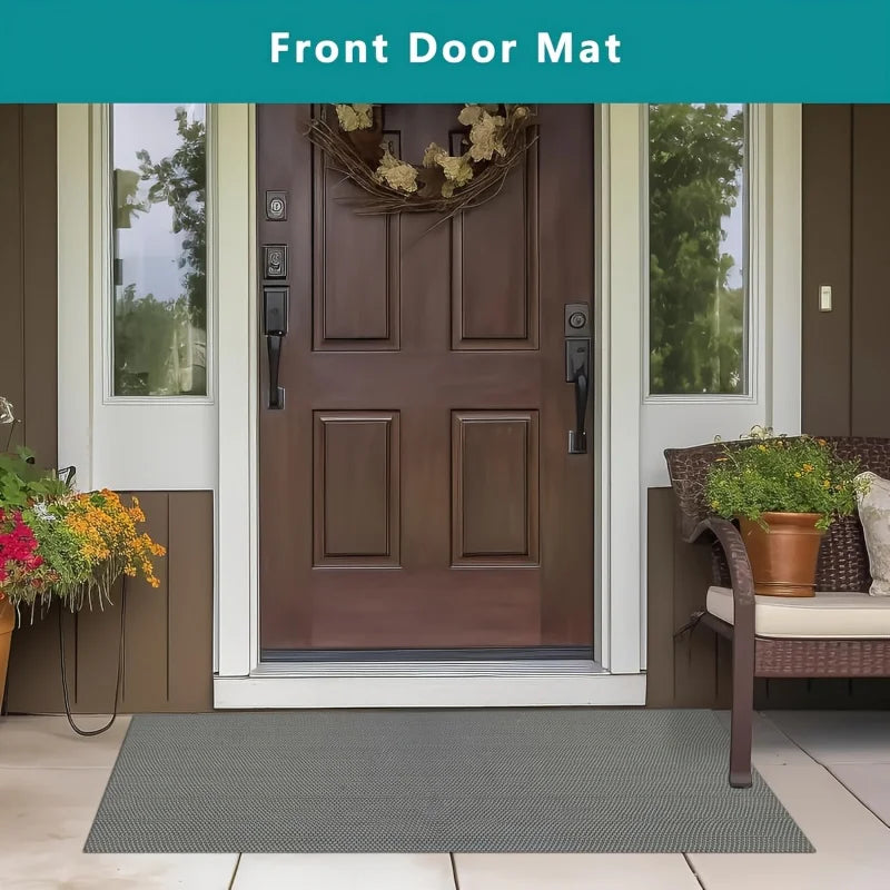 tapis porte gris moderne maille régulière antidérapant facile nettoyer 90x120cm pvc
