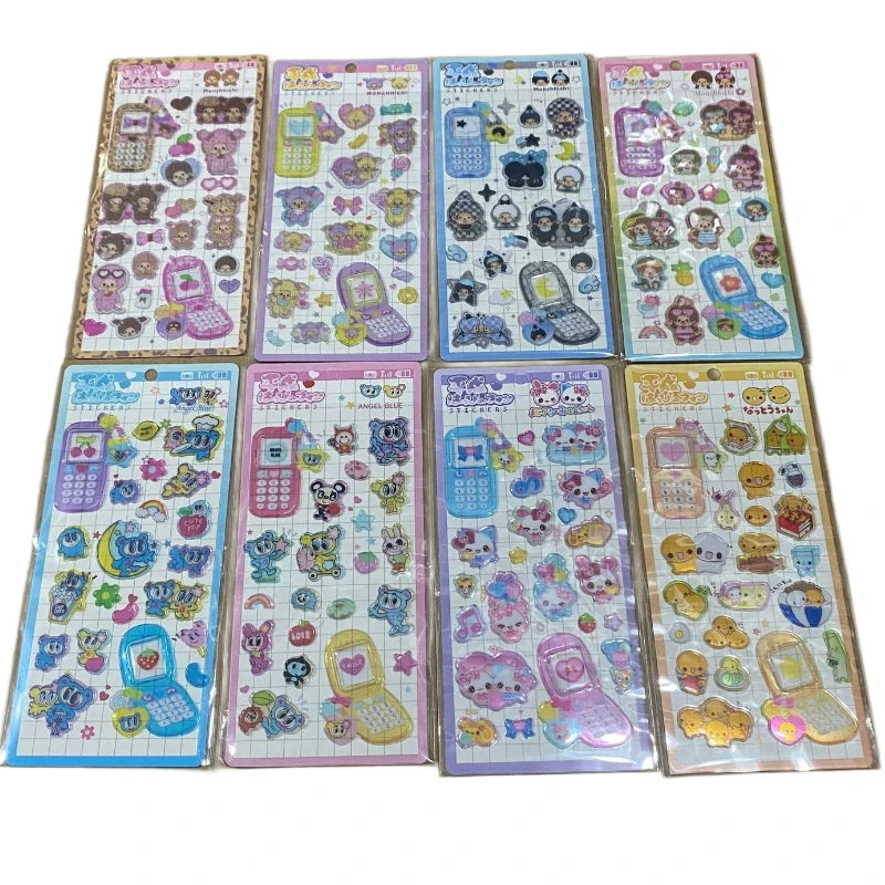 sticker kawaii 3d dessins animés motifs floraux adhésifs mignons collection mixte téléphone artisanal