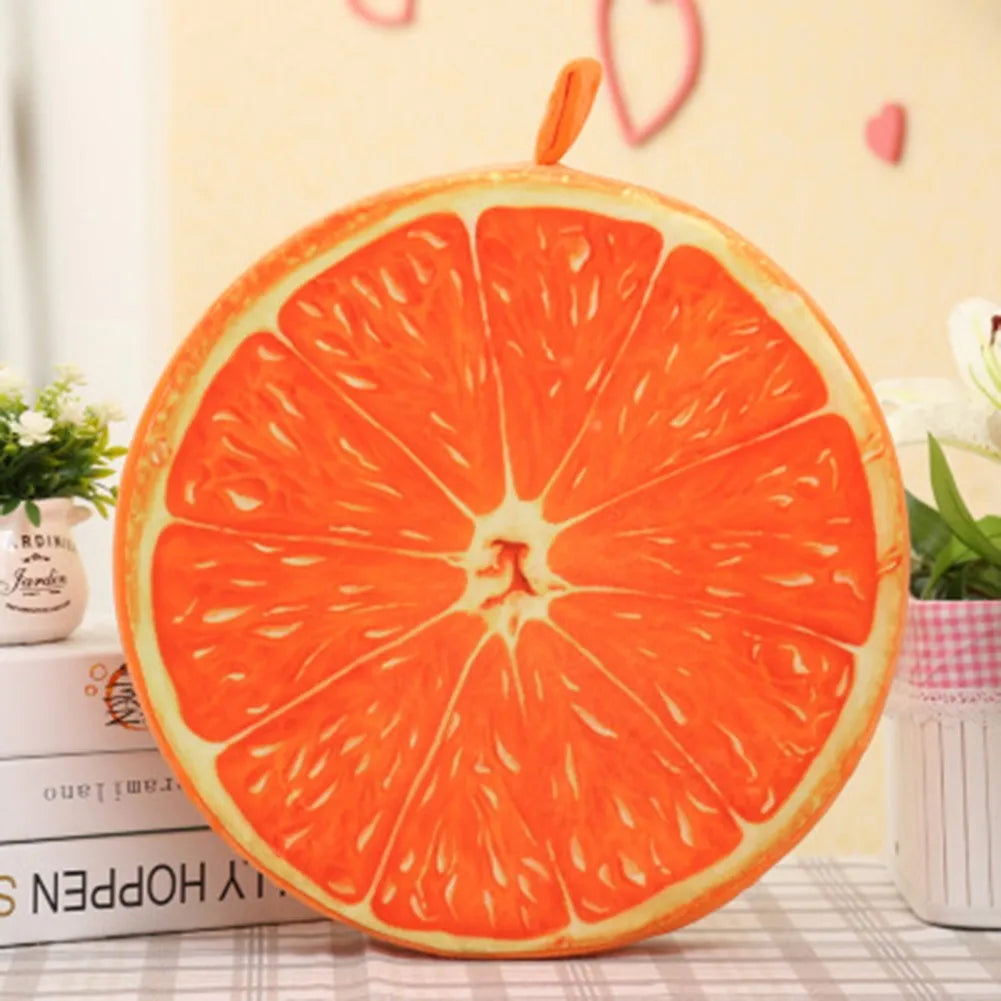 Coussin rond en forme de kiwi pour salon extérieur, détail matière