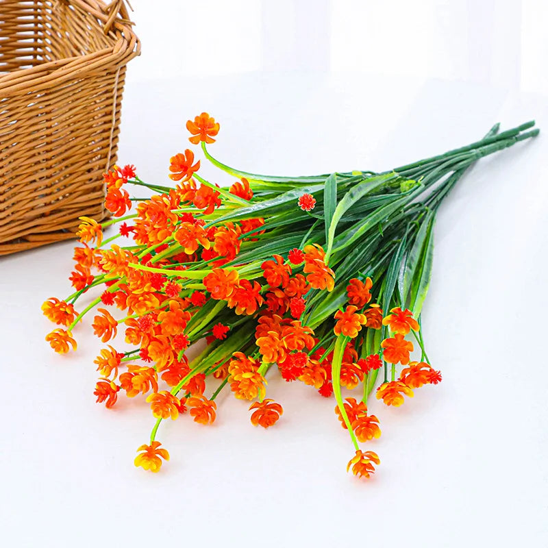 bouquet artificiel violet orange jaune blanc moderne minimaliste intérieur mariage anniversaire baby shower