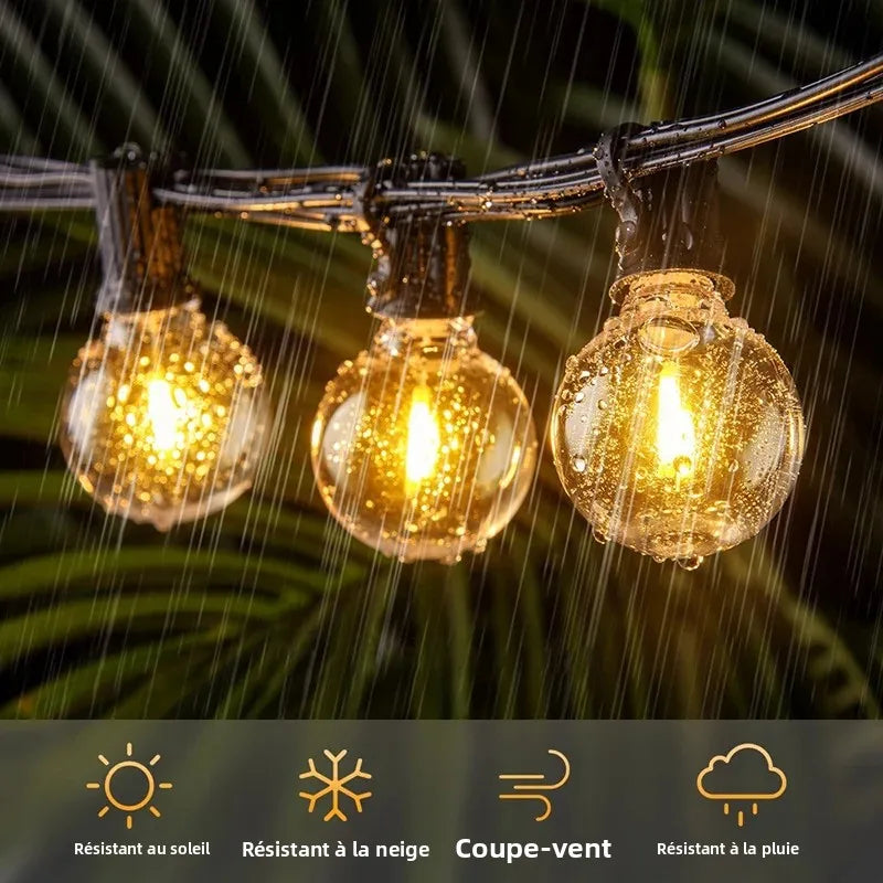 guirlande lumineuse led 15m 15 boules blanc chaud moderne clips solaire usb modes réglables