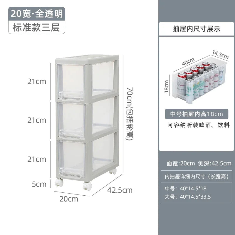 meuble rangement modulaire blanc boîtes transparentes roulettes organisation maison moderne
