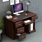 bois massif moderne marron foncé table travail informatique épuré intérieur maison
